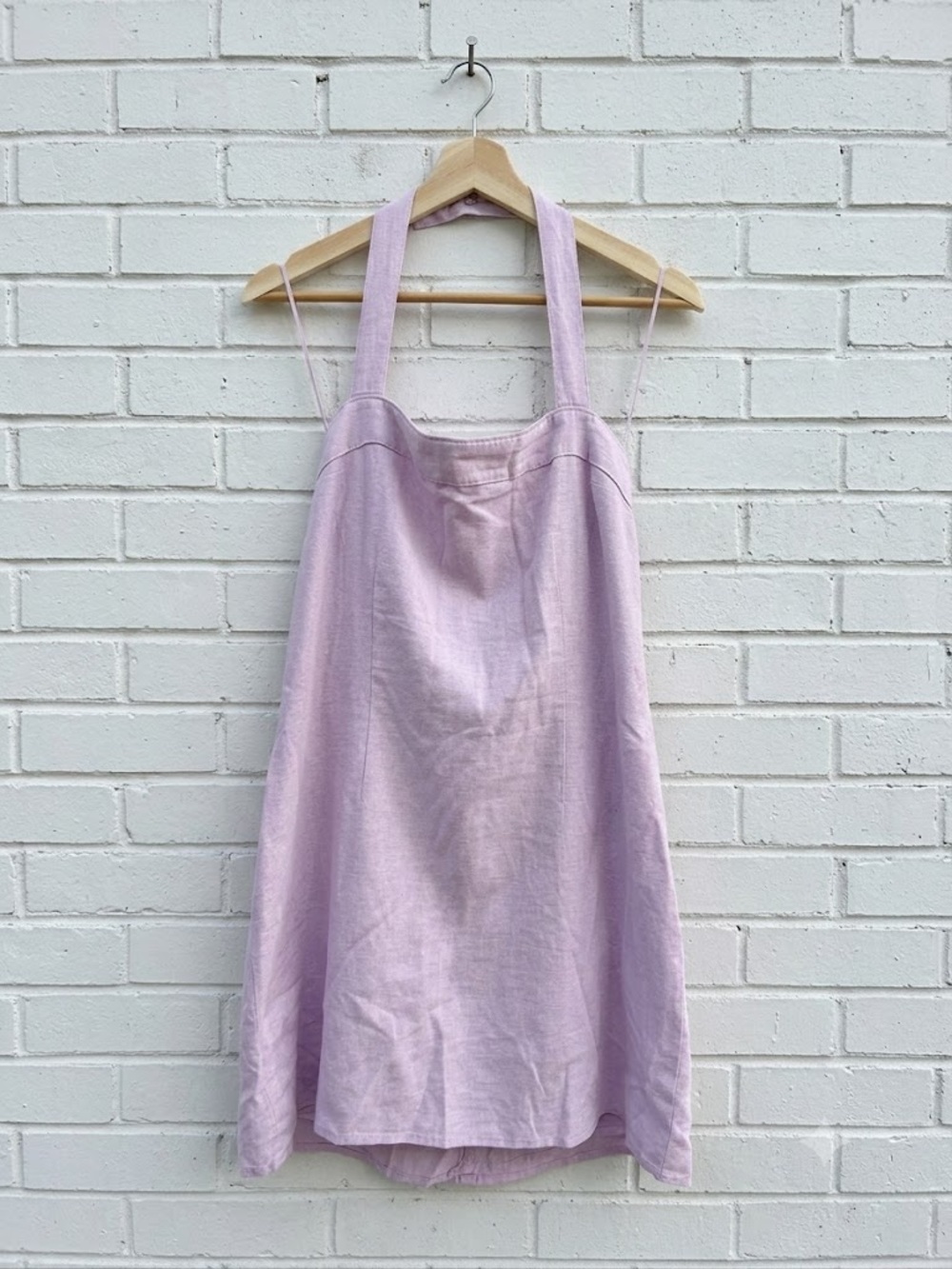 Abercrombie & Fitch Lilac Linen Blend Halter Mini Dress, Size L (Petite) NWT - Picture 1 of 5